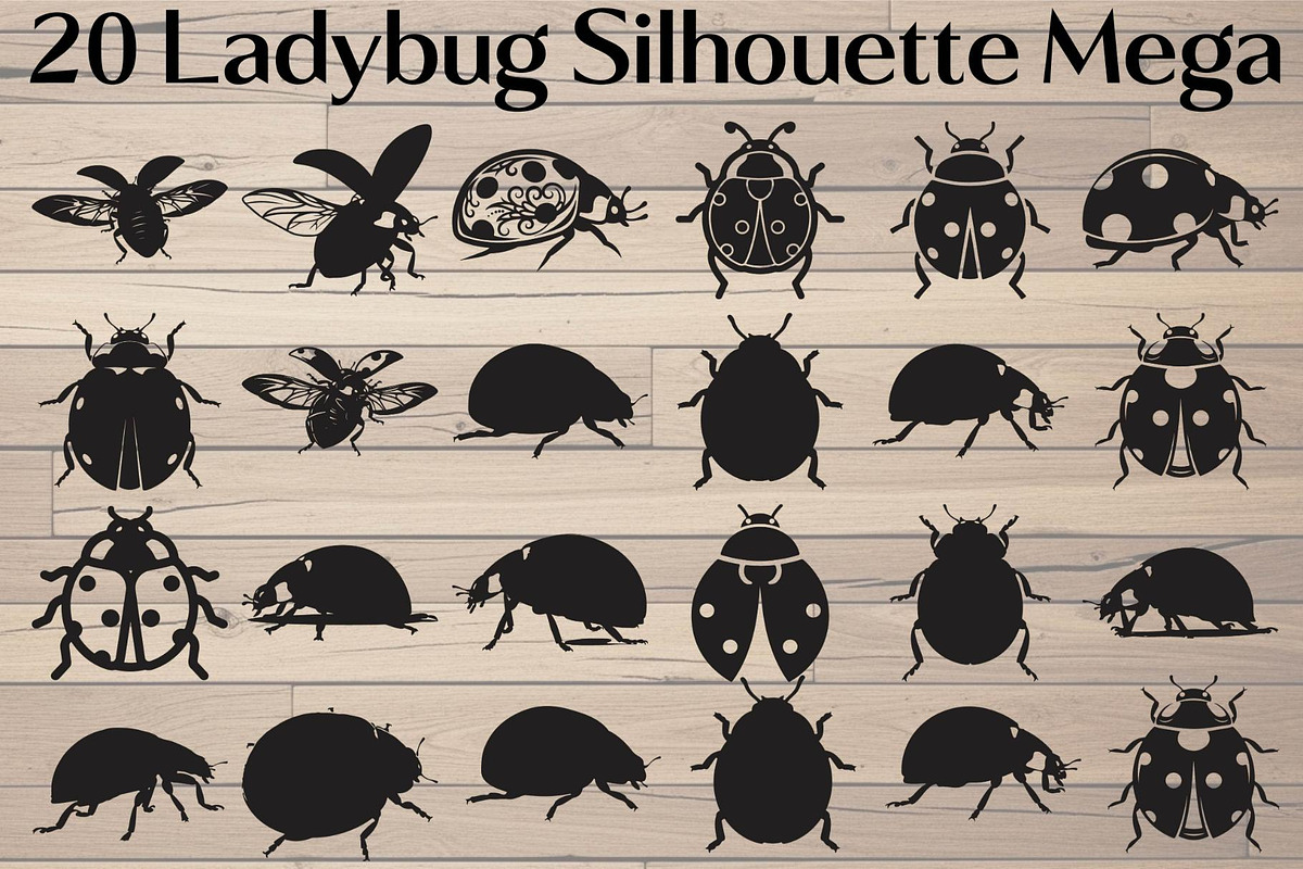 20 Ladybug Silhouette Mega, an Object Graphic by Designer_Momina (Photo 1 of 20)