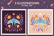 Moths, graphics and seamless pattern, a Pattern Graphic by Blue Lela Design (Thumbnail 2 of 5)