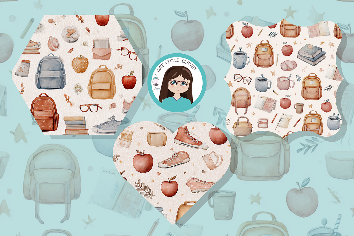 Back to School Watercolor Girls Clip, an Illustration by Cute Little Workshop (Photo 4 of 5)