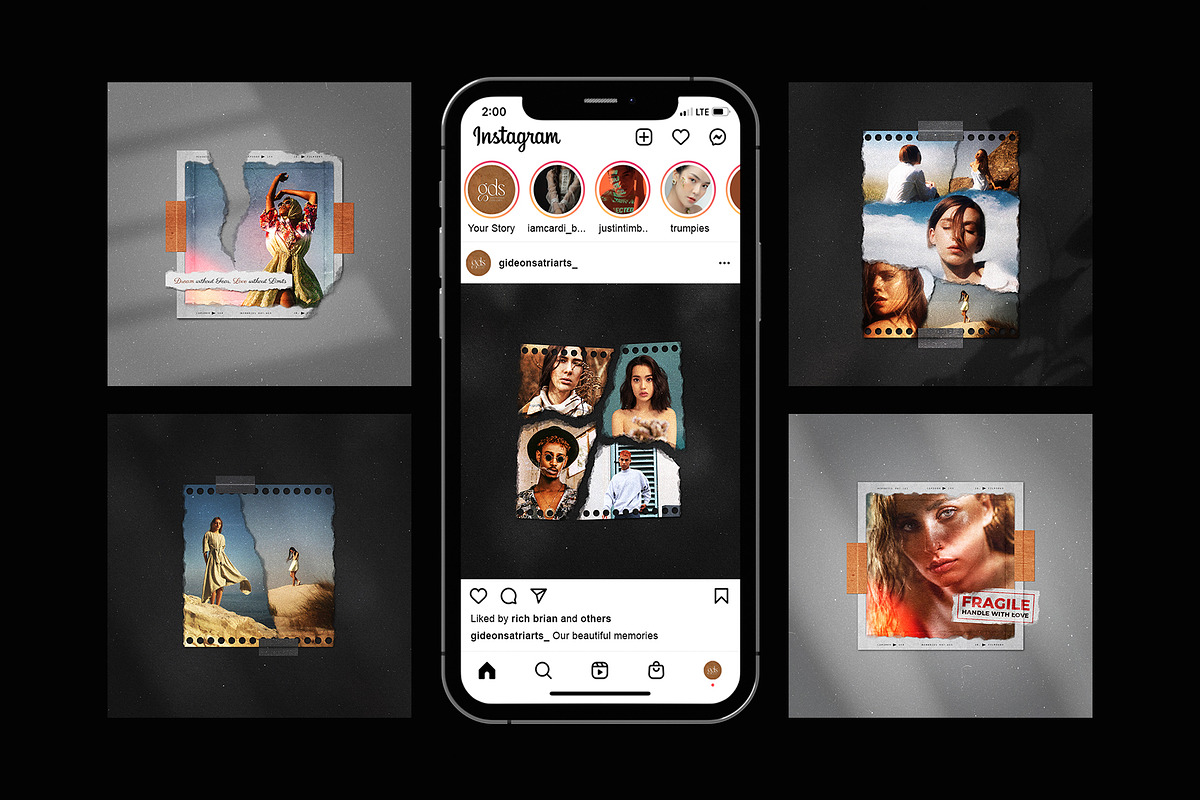 Torn Photo Paper Frames IG Templates, a Social Media Template by DVLOOP MOCKUP (Photo 4 of 7)