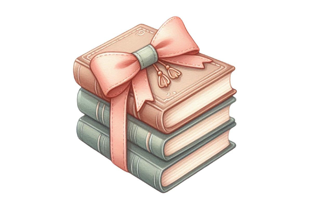 Sage Coquette Bow Book Stack Clipart, an Illustration by Designking (Photo 4 of 4)