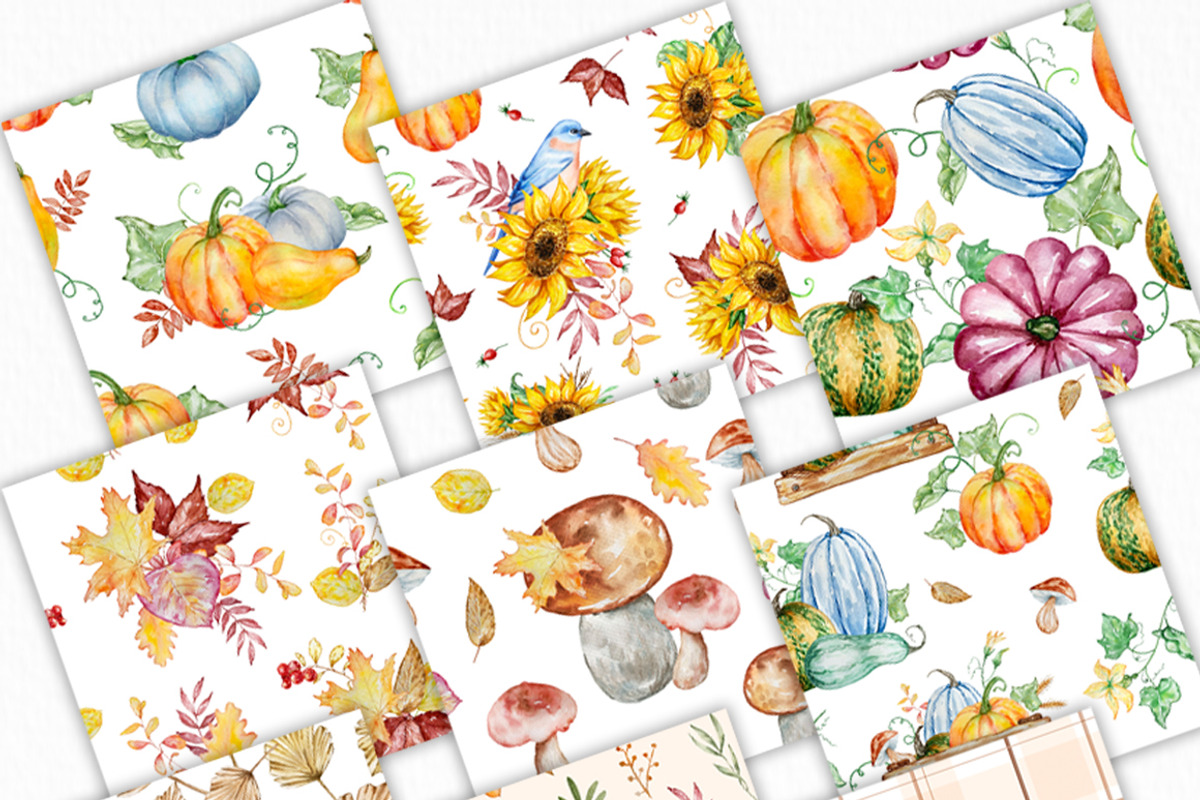 Autumn Pumpkins Seamless Patterns, a Pattern Graphic by SvetaArtStore (Photo 3 of 5)
