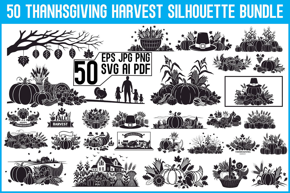 Thanksgiving Harvest SVG Bundle, an Illustration by Designs_River (Photo 1 of 48)