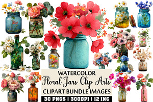 Floral Jars Clip Arts, an Illustration by Craft Nest