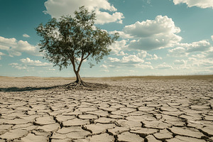 Alone tree grows on a desert, a Nature Photo by MistyDay