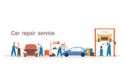Mechanics work in car repair service, a Person Illustration by Good Studio (Thumbnail 1 of 4)