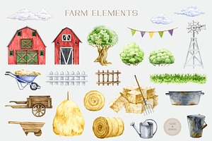 Farm Animals & Birds Hand Drawn Set