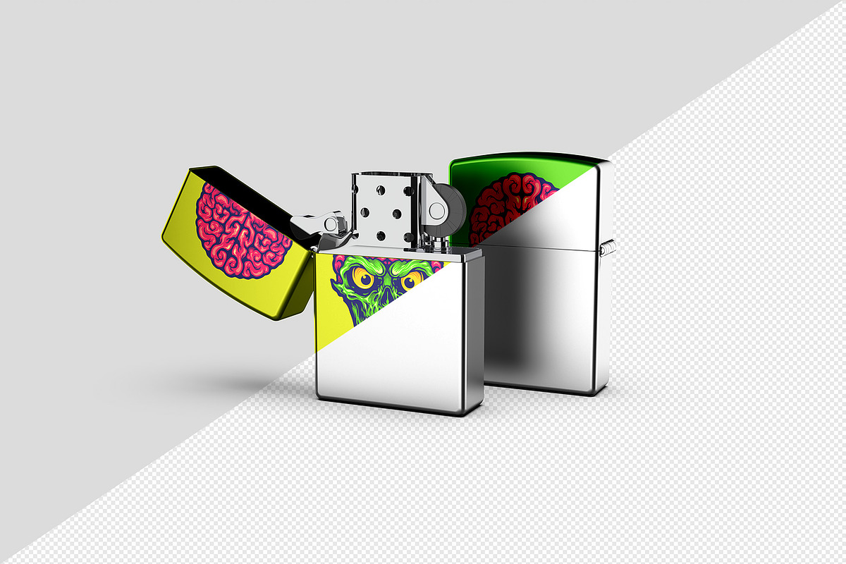 Metallic Lighter Mockup - 8 views, a Merchandise Mockup by Illusiongraphic (Photo 12 of 21)