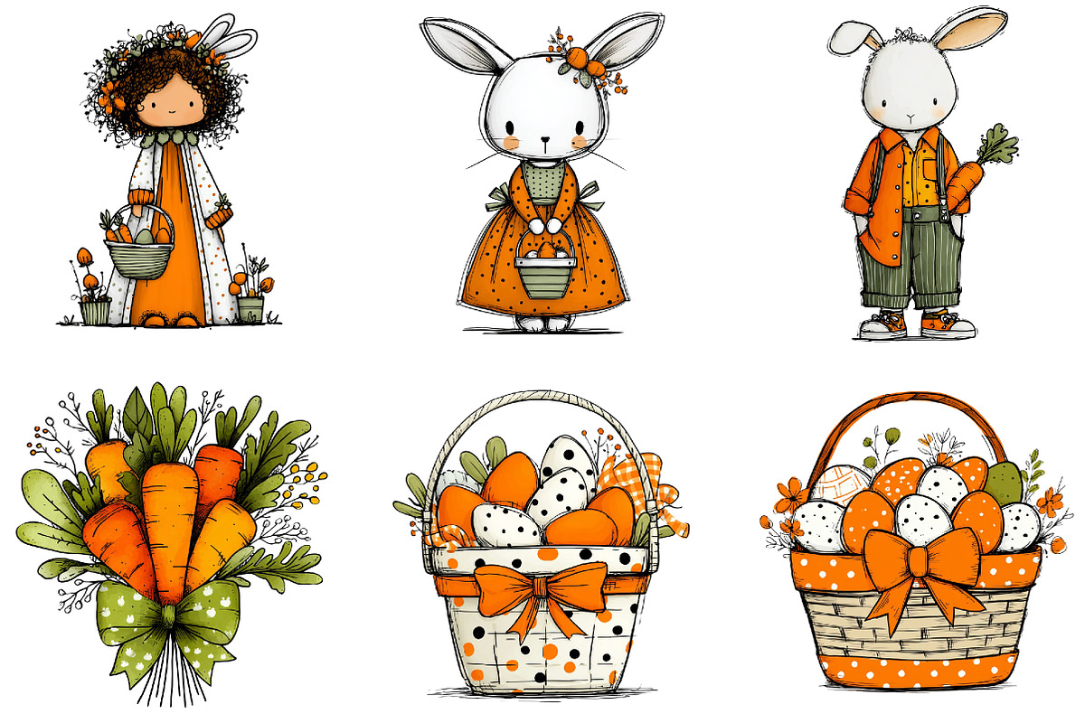 Carrot Easter Watercolor Clipart Set, an Illustration by Sublimation Artist (Photo 7 of 7)