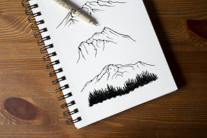 Hand-Drawn Mountain Scenes