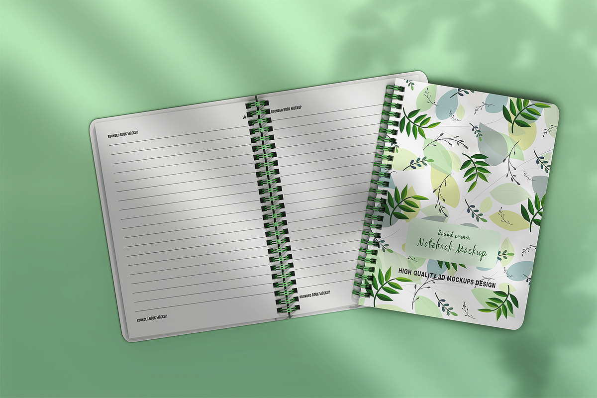 Realistic round notebook mockup, a Books & Magazine Mockup by Raihan Rahman (Photo 8 of 19)