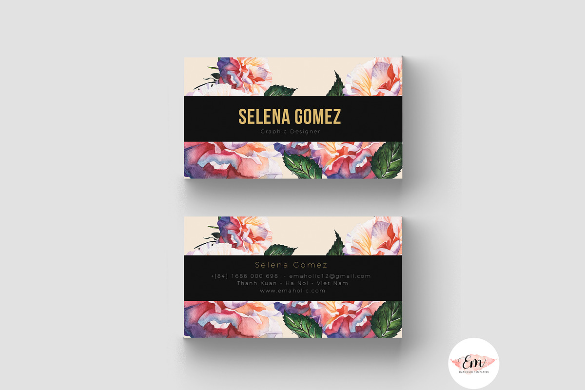 Elegant floral Business Card, a Business Card Template by Emaholic Template (Photo 3 of 4)