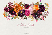 Autumn Florals Bright Fall Clipart, a Decorative Illustration by whiteheartdesign (Thumbnail 3 of 7)