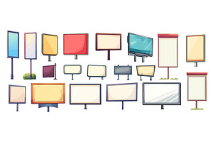 Cartoon billboards set. Outdoor, an Object Illustration by Stock-Smart-Start