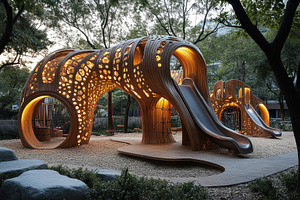 Unique playground structure with ill, a Photo by Tanuart