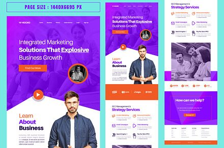 Marketing Landing Page UI UX Layout, a Landing Page Template by MightyDesign