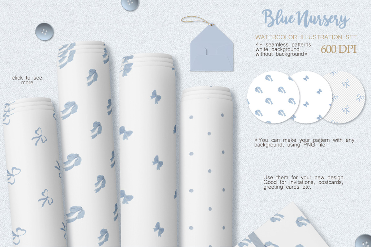 Watercolor Cute Set Blue Nursery, an Animal Illustration by ViktoriyaD (Photo 6 of 8)