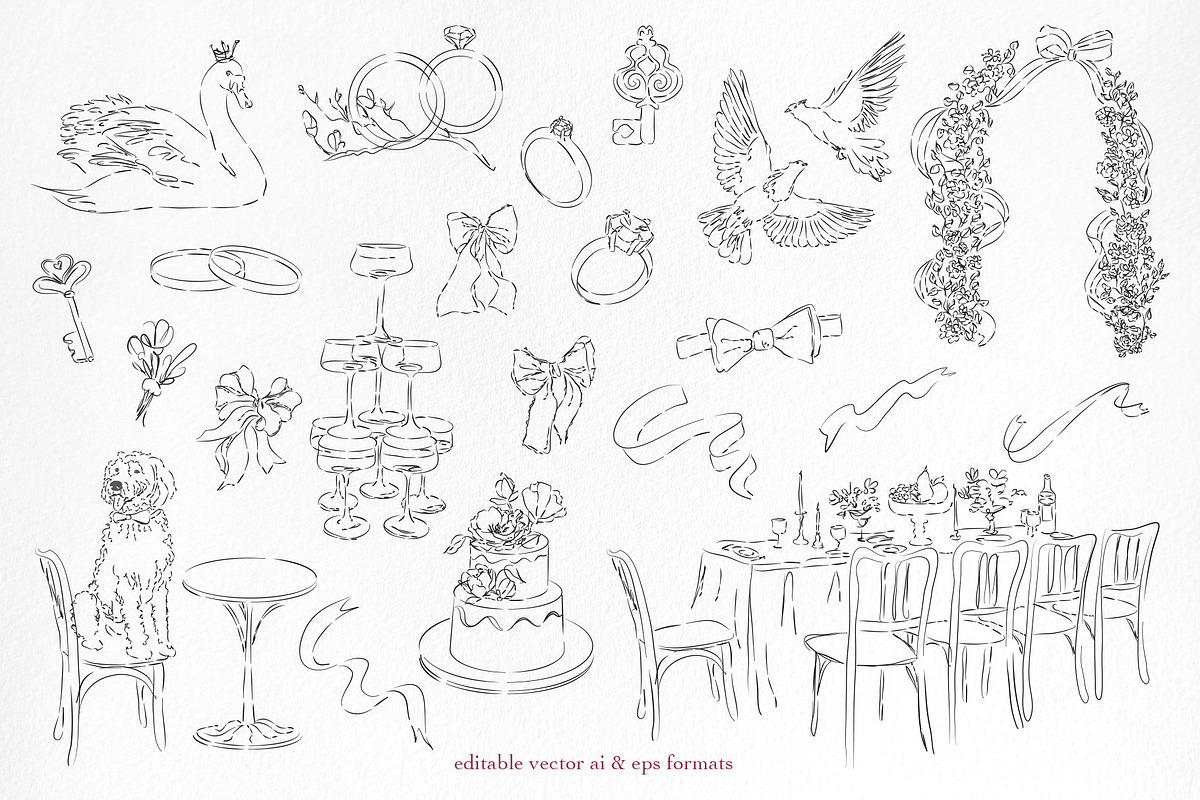 Rooted Romance. Wedding Line Art Kit, an Object Graphic by Mio Buono (Photo 6 of 16)