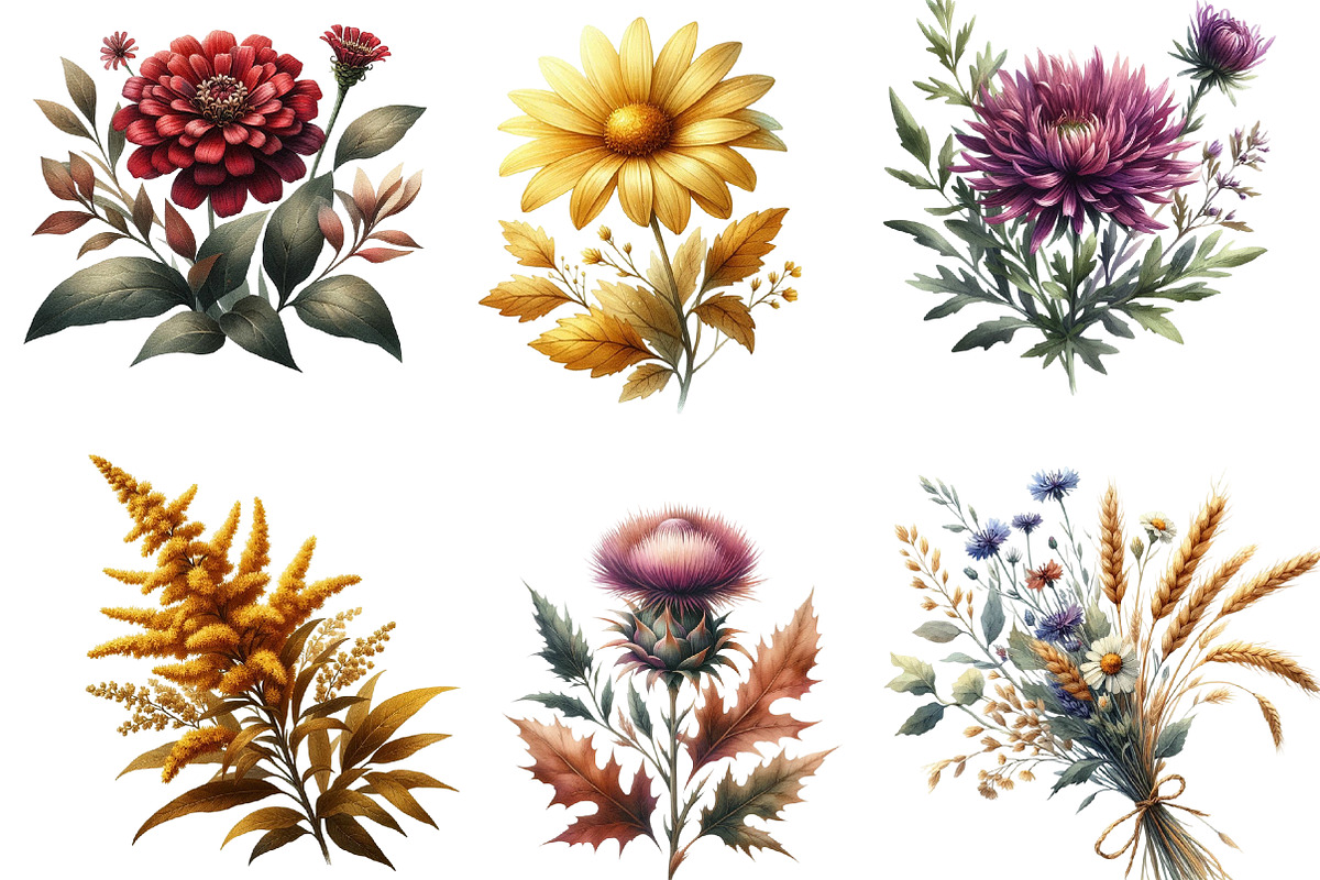 Autumn Wildflowers Clipart, an Illustration by DreamArtGraphic (Photo 3 of 4)
