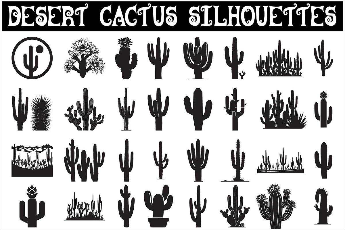 collection of desert cactus silhouet, an Illustration by Amazin_art (Photo 1 of 33)