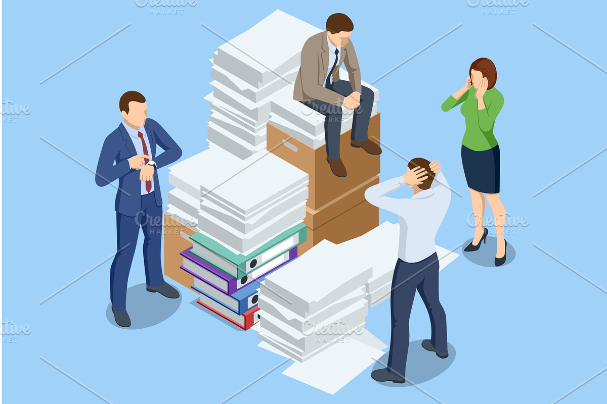 Overworked office employee sitting, a Finance Illustration by Golden Sikorka