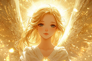Anime radiant golden angel with flow, a Holiday Photo by MistyDay