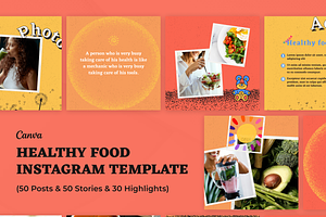 130 Healthy Instagram Canva Template