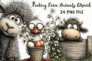 Peeking Farm Animals Clipart PNG Bun, an Illustration by Libby Wishes (Thumbnail 1 of 4)