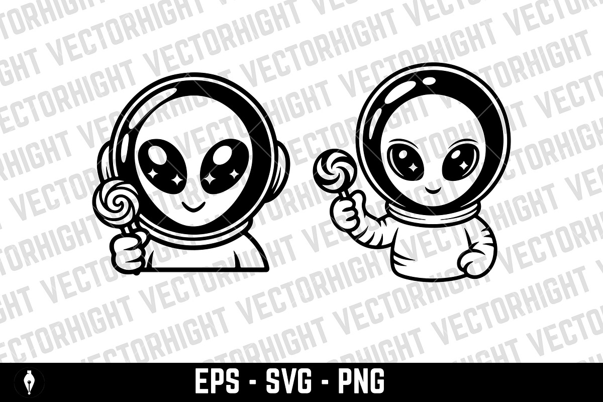 Cute alien holding a candy, a Person Illustration by Vectorhight (Photo 2 of 3)