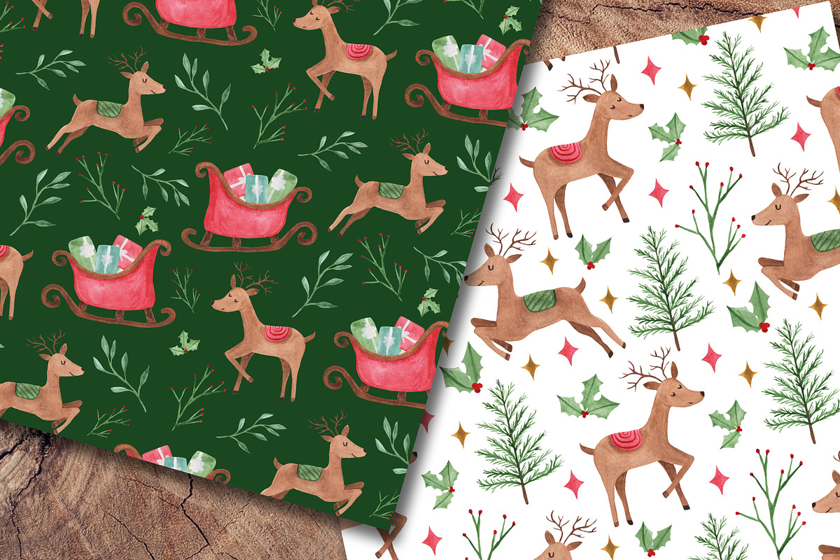 Christmas Watercolor Papers, a Pattern Graphic by LeMagiqueBoutique (Photo 3 of 7)