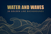 Water And Waves Golden Backgrounds, a Background Graphic by Marylia (Thumbnail 1 of 22)