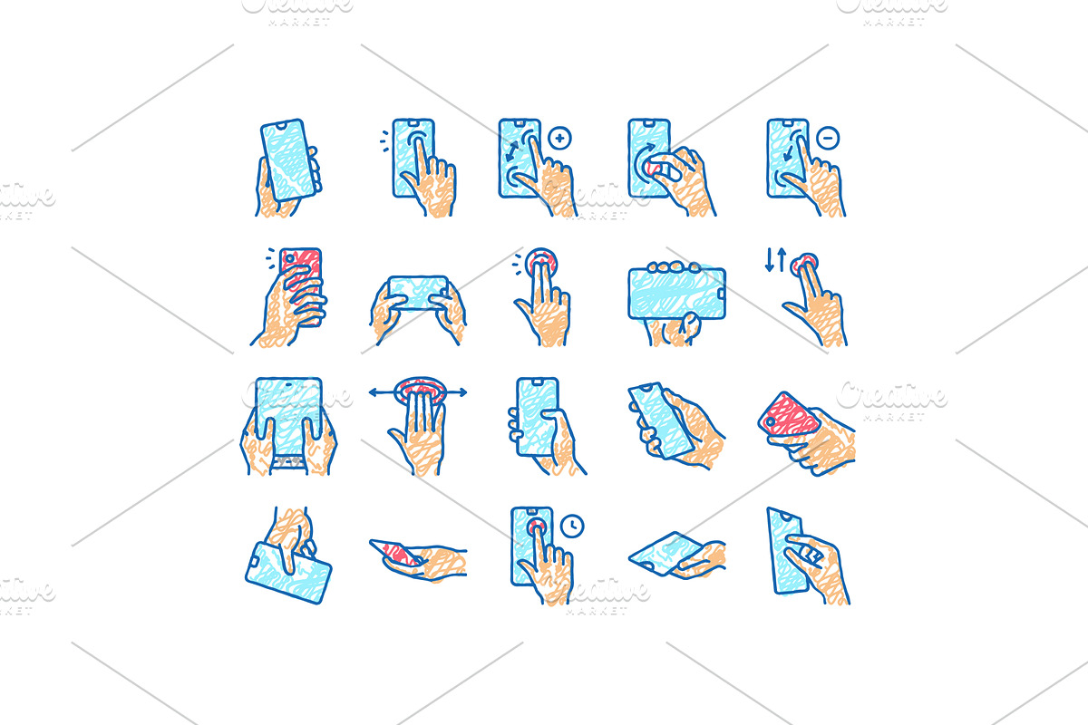 Smartphone Gesture set Icons hand, an Object Illustration by pikepicture