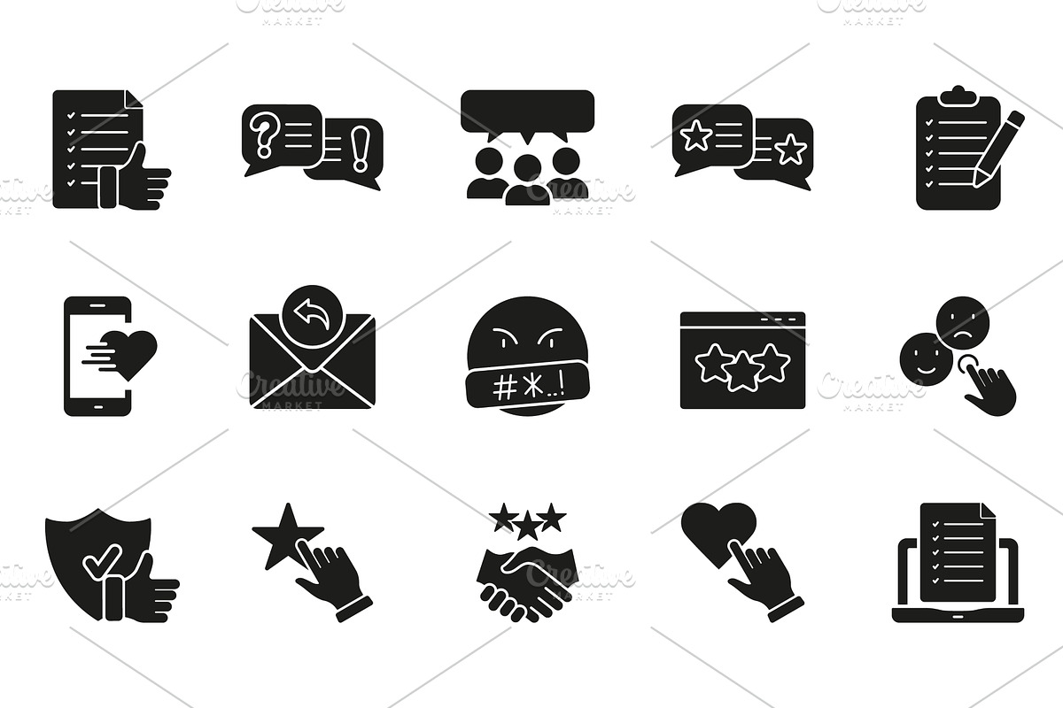 Client Review Silhouette Icon Set, an Object Illustration by Gentle Studio
