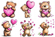 Bear Valentine Day Clipart, an Illustration by Daily.Designs (Thumbnail 3 of 5)