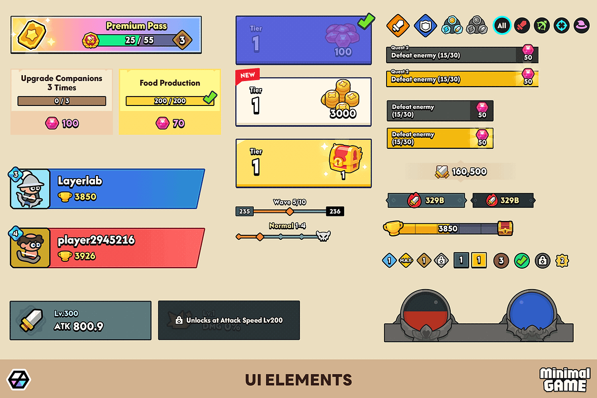 GUI Pro - Minimal Game Light, an UI Kit Template by LAYERLAB (Photo 7 of 51)