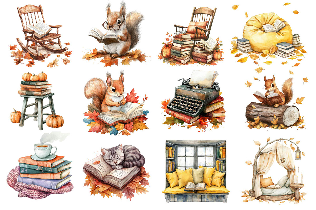 Fall Reading Nook Clipart, an Illustration by Dream Creation (Photo 3 of 4)