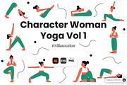 Character Woman Yoga Vol 1 Doodle, a Sport Illustration by SLAB! Design (Thumbnail 1 of 3)