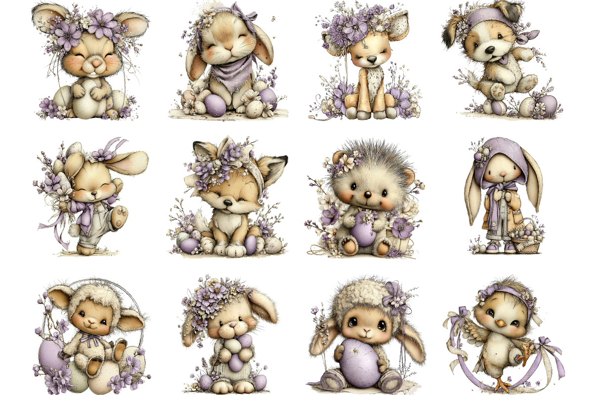 Whimsical Easter Animal Clipart, an Illustration by Designking (Photo 2 of 5)