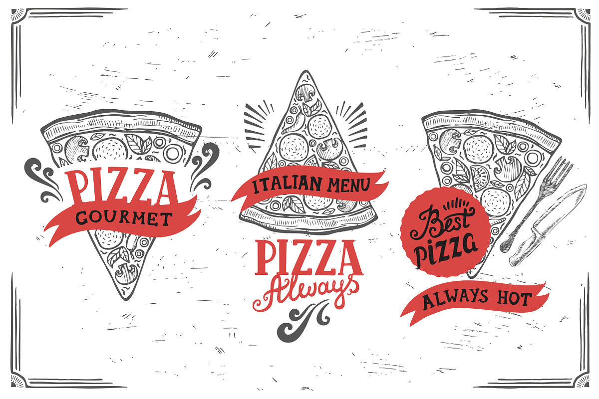 Pizza logo, food illustration, a Food Illustration by SpaceDuck (Photo 2 of 2)