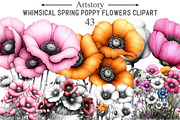 Whimsical Spring Poppy Flowers Clipa, an Illustration by designcity5 (Thumbnail 1 of 5)