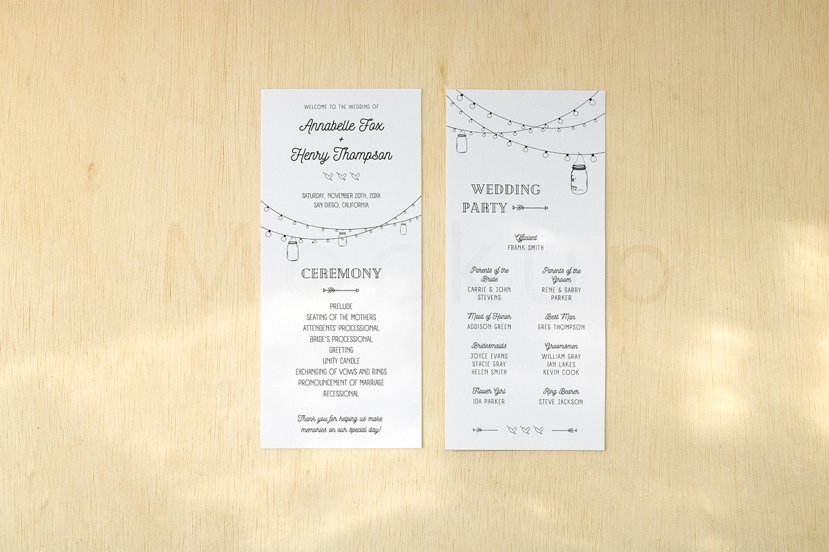 Simple 4x9 Wedding Menu Mockup, a Print Template by ILLONA GRAPHICS (Photo 2 of 5)