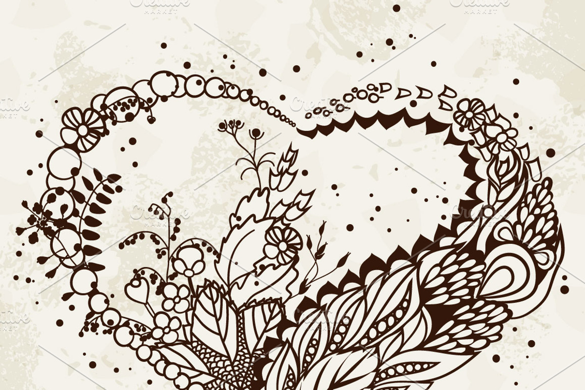 Hand Drawn Floral Heart, a Decorative Illustration by Sunny Design (Photo 2 of 3)