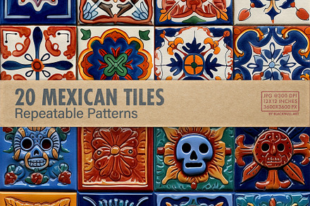 Vibrant Mexican Tiles Digital Paper