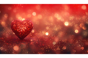 Red glitter heart sparkling in a, a Holiday Photo by Igor Tichonow