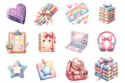 Cute Girly Back to School, an Illustration by Design Market (Thumbnail 2 of 3)