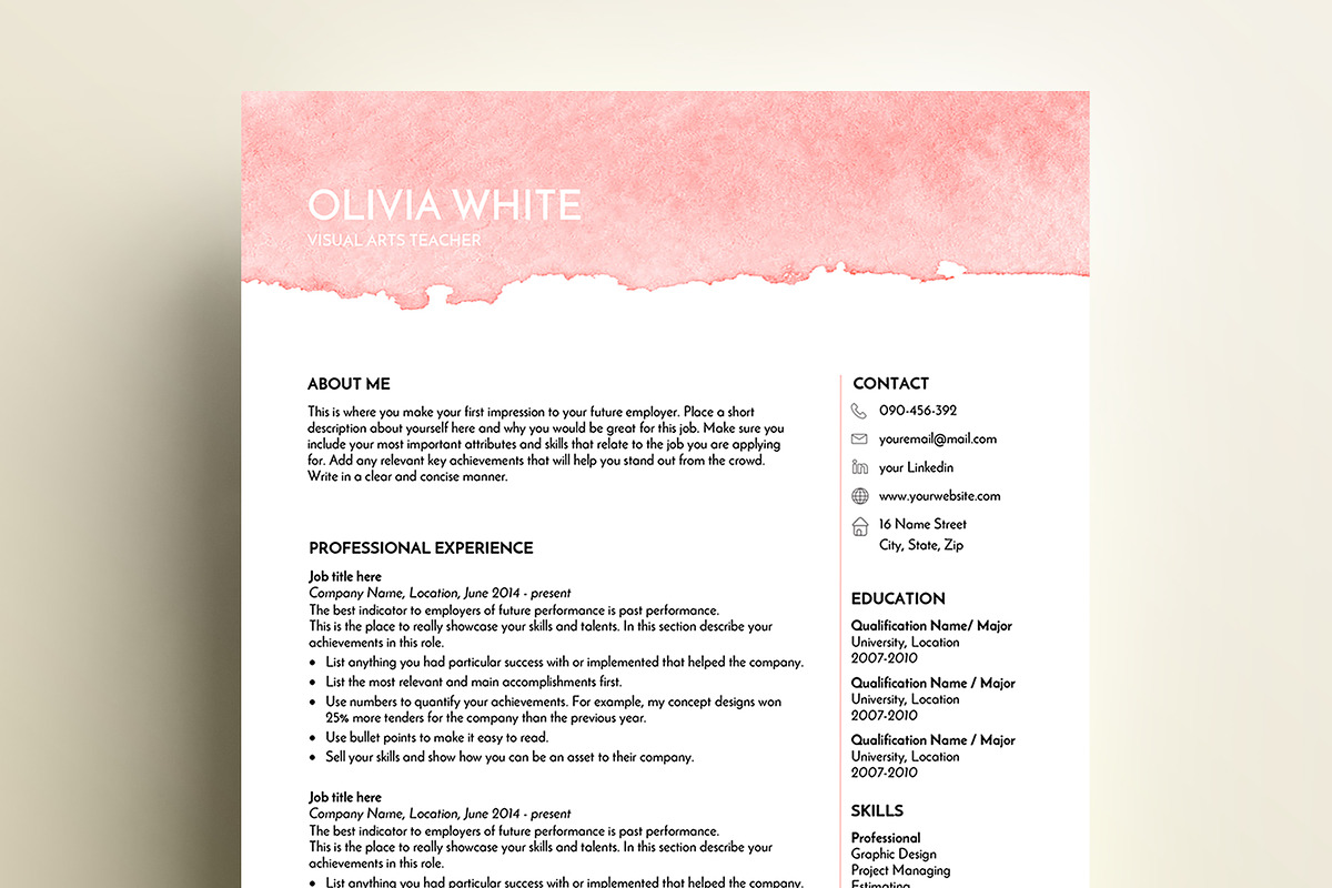 creative resume template ms word, a Resume Template by PinkJellyfish (Photo 1 of 6)