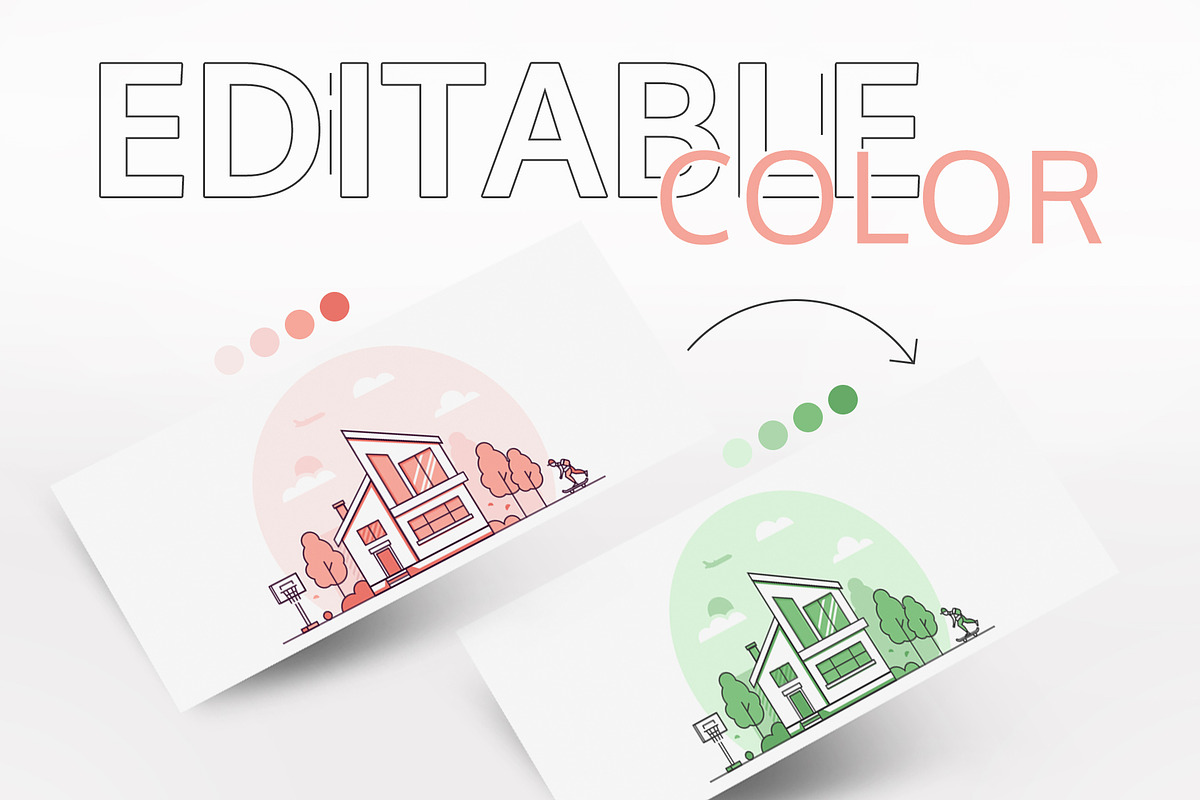 Set of line design cottage houses, an Illustration by Boyko Pictures (Photo 3 of 8)