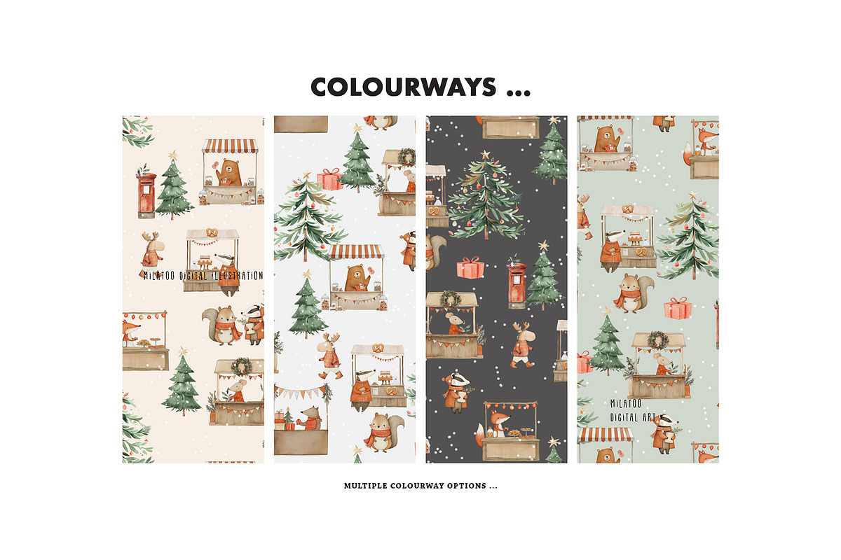 Winter market Christmas pattern, a Texture Graphic by Milatoo (Photo 3 of 6)