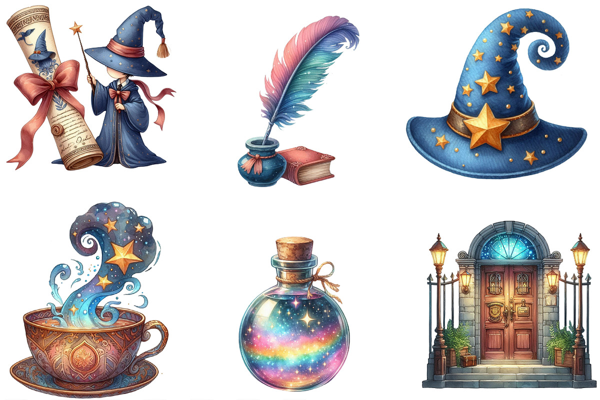 Cute Wizard School Clipart, an Illustration by Designking (Photo 3 of 4)