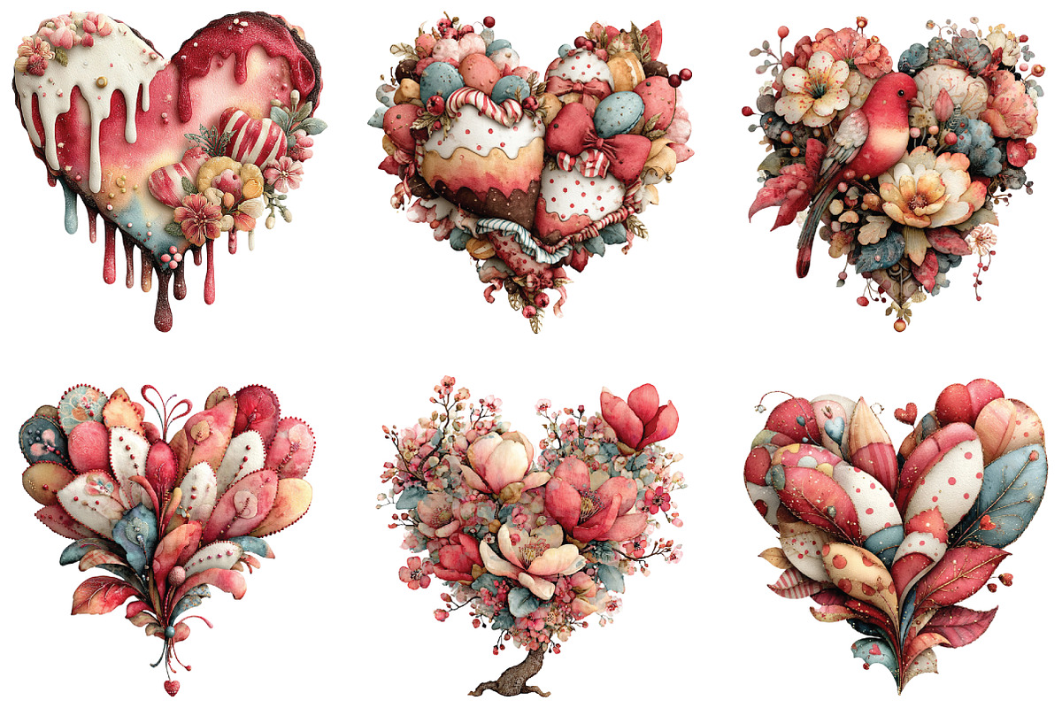 Whimsical Heart Valentine Clipart, an Illustration by CraftArtStudio (Photo 6 of 6)